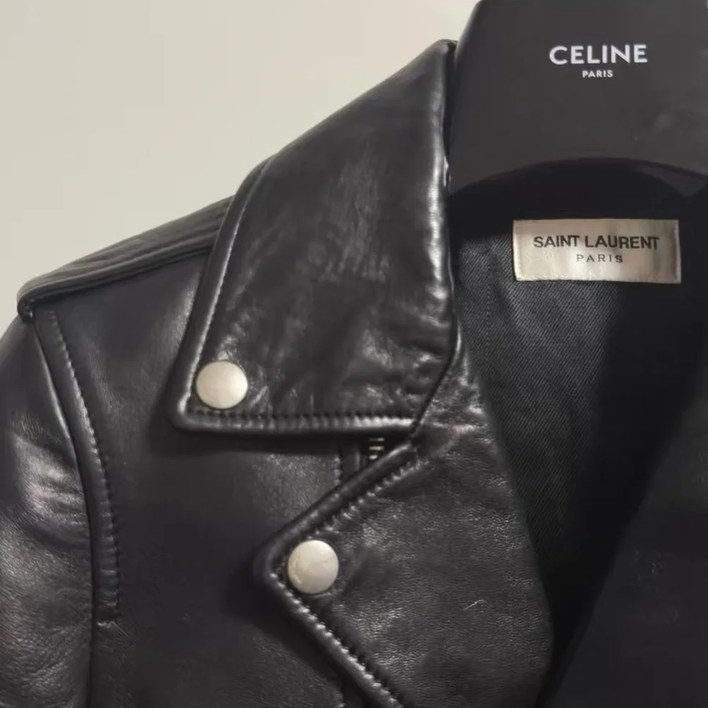 āsoldāAuthentic Saint Laurent Black Leather Moto Jacket - Picture 3 of 8